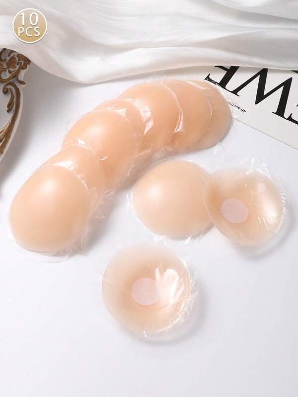 10pcs Reusable Silicone Round Liquid Nipple Covers, Invisible & Non-Marking Breast Petals