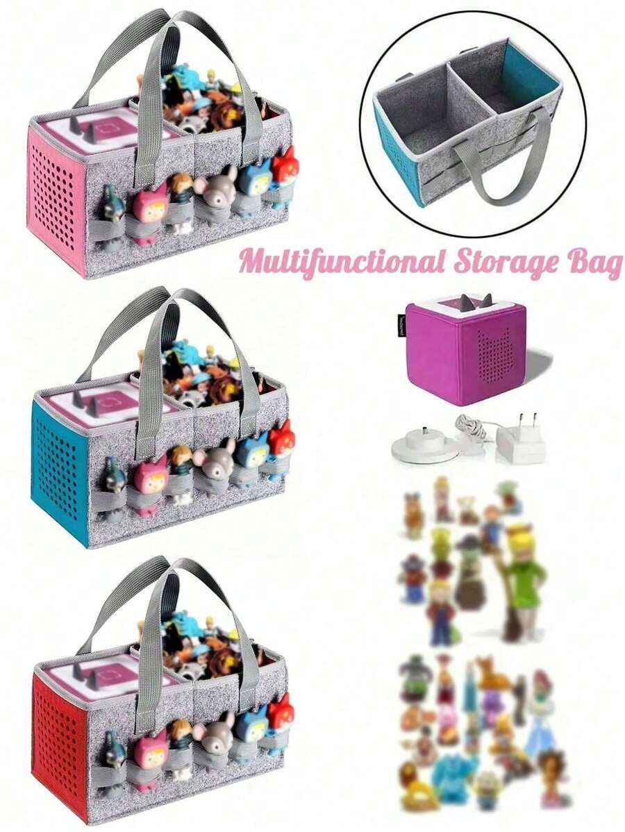 1pc Storage Bag,Carry Case Compatible With Toniebox Starter And Tonies Figurines, Home Outdoor Hand Bag For Tonies Audio Player And Dolls, Large Space For Audio Accessories - Multicolor - View 1