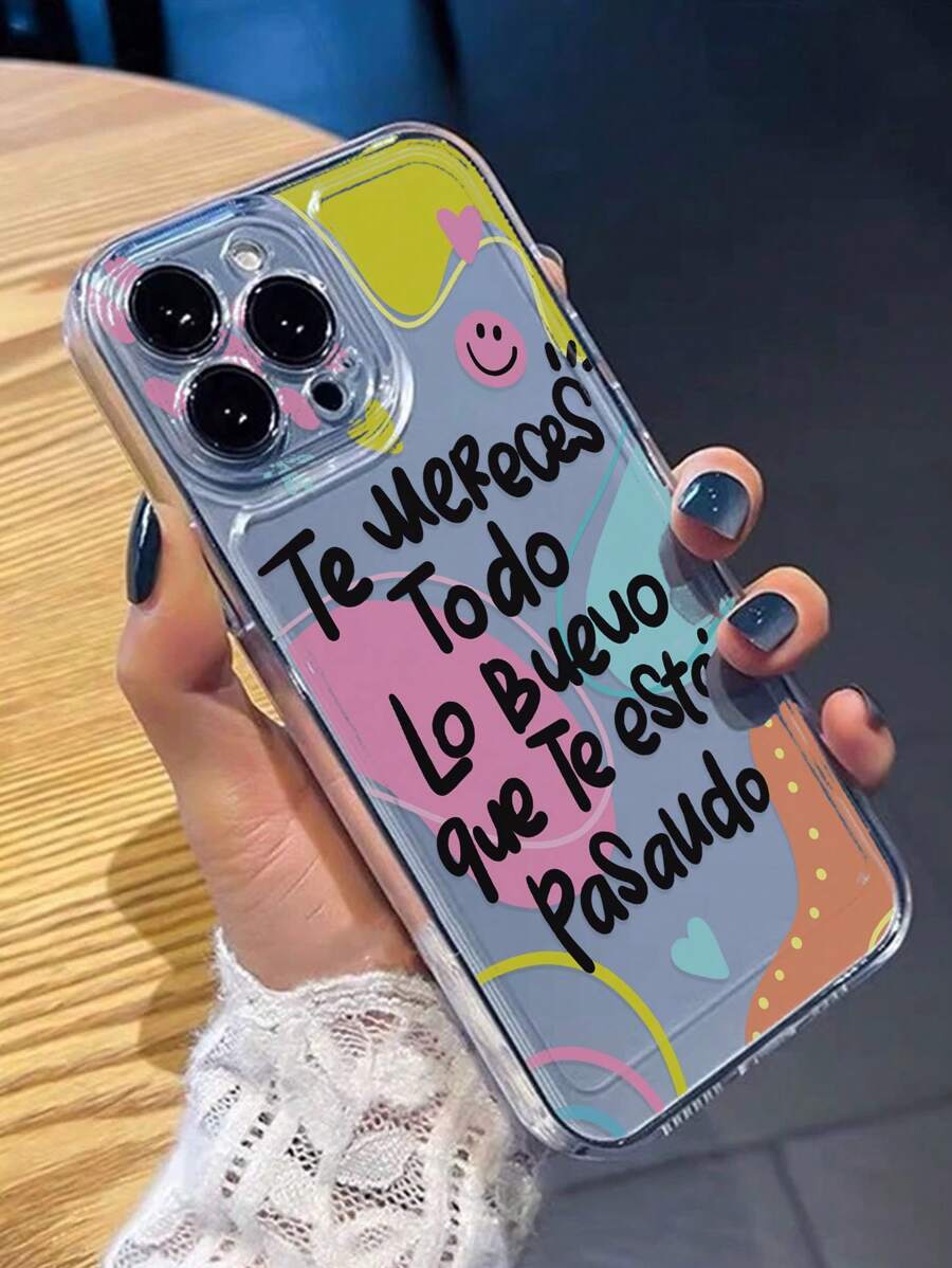 Funda de teléfono suave y transparente de TPU a prueba de golpes con estampado de cara sonriente y letras, compatible con iPhone16/iPhone16Pro/iPhone16ProMax/iPhone16Plus/iPhone15XR/7/8 iPhone15ProMax/12ProMax/13ProMax/14ProMax 13 14 11 12P14P11P12 XS.XR /78P.78GES2, se adapta a A134G A22 A21S A514G A52 S22 Ultra A335G, se adapta a Redmi10 RedmiNote114G Redmi11Lite A53 A14/A23/S23Ultra S24 A14 A15 S23 A73 Redmi Phones, resistente al agua y a los arañazos