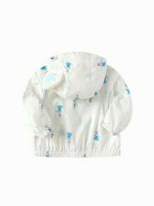 Áo hoodie chống nắng cho bé gái, thời trang mùa hè 2025 - tông màu xanh trắng - Xem 5