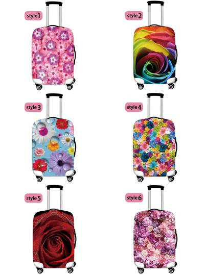 Cubierta elástica para ruedas de equipaje con elemento de rosa, cubierta protectora portátil para ruedas de equipaje, cubierta protectora para equipaje, cubierta antipolvo para equipaje, cubierta giratoria para ruedas, accesorios de viaje de 18 a 32 pulgadas, apta para la mayoría de las ruedas, cubierta para ruedas de equipaje de mano. Reutilizable y lavable, con hebilla y cierre de cremallera en la parte inferior, la cubierta para equipaje es perfecta para viajes, vacaciones y el regreso a la escuela de los estudiantes, funda protectora para maletas y cubiertas antipolvo