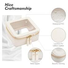 1 件迷你化妆包 - 女士小型化妆包，旅行防水盥洗包，透明中控台收纳包，带透明窗口和金色拉链，午餐包，女士旅行包，小化妆包/小化妆包，可放钱包 | 可爱皮革化妆包 | 钱包收纳包 | 汽车旅行钱包必备品 - 彩色 - 查看 11