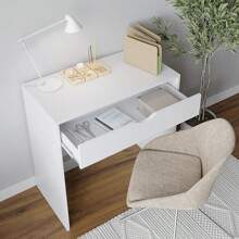 OYAJIA White Wooden Dressing Table, Makeup Vanity, Computer Desk, Room Furniture - White - View 4