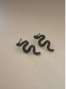 1 Pair Geometric Asymmetrical Snake Design Luxury Earrings Accessories