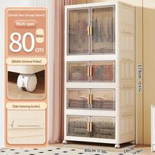 Foldable Wardrobe Closet, Multi-Tier Plastic Storage Cabinet, No Assembly Required - Transparent - View 16