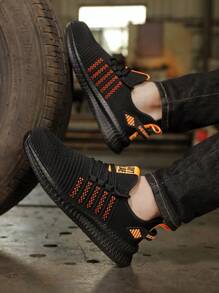 Obuwie robocze ochronne, obuwie robocze antyprzebiciowe, oddychające i wygodne trampki robocze, męskie buty robocze antyprzebiciowe, buty ochronne w bardzo dużym rozmiarze, obuwie robocze ochronne - Czarny i żółty - Zobacz 6