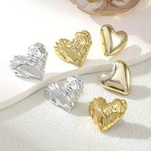 6 piezas Pendientes de aro con corazón minimalista de moda, multicolor, de acrílico, con diseño liso y arrugado, joyería elegante para uso diario y fiestas para mujeres