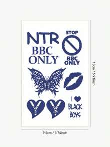 1 件性感黑色黑桃皇后带翅膀扑克牌图案防水草本汁临时纹身，“我爱男孩”情感纹身，肮脏而优雅的手工纹身贴纸，半永久/临时纹身，耐用，假纹身，逼真