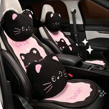 Non-Slip Car Seat Cover With Cute Cartoon Cat Design - Premium Plush Semi-Cover Auto Seat Pad For Cars/Trucks/SUV, Anti-Skid Cozy Car Accessories With Universal Fit - Multicolor - View 1