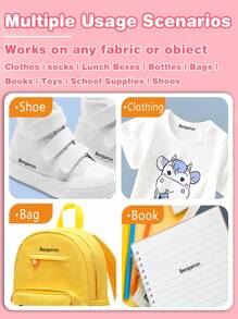 1pc Custom Name +120 Name Sticker Cartoon Signature Stamp For Kids, Cartoon Animal Pattern Name Stamps Personalized, DIY Customized Cartoon Self Inking Name Stamp, Stamps For Signing Name, Name Stamp For Clothing Kids Waterproof, Reproduce Your Handwriting Signature Back To School