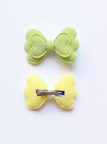 10pcs/Set Solid Color Multicolor Double Layered Bows Hair Clips For Girls And Teens Cute Hair Accessories - Multicolor - View 5