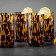 Conjunto de 4 vasos para beber de 20 onzas en color marrón tortuga