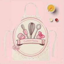 1pc Custom Chef Apron ,Mother's Day Gift,Customized Name, Women Custom Chef Cooking Kitchen Apron Personalized Kitchen Apron Customized Name Logo Picture Name Chef Apron Perfect For Mom