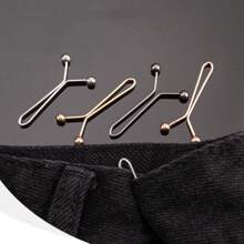 4/8pcs U-Shaped Metal Waist Cincher, Simple Metallic Steel Bead Fastener For Pants, Scarf, Sleeves, Elegant Design, Black/Silver