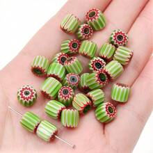 10pcs 8mm Colorful Cylindrical Beads Glass Thousand Flower Beads For Jewelry Making, Bracelets, Necklaces DIY - Craft Accessories