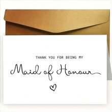 1pc, A Sincere Wedding Card, Thank You Card, (With Envelope) High Quality Paper , 'THANK YOU FOR BEING MY MAID OF HONOUR' For Wedding Site And Wedding End, Perfect Gift For Bridesmaids, Perfect Choice For Wedding Invitation Bridesmaids Good Card (12cm/4.7in X 17cm/6.7in) Inch X 17cm/6.7 Inch)
