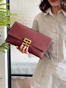 New Small Designer Vintage Alligator Print Envelope Handbag For Women