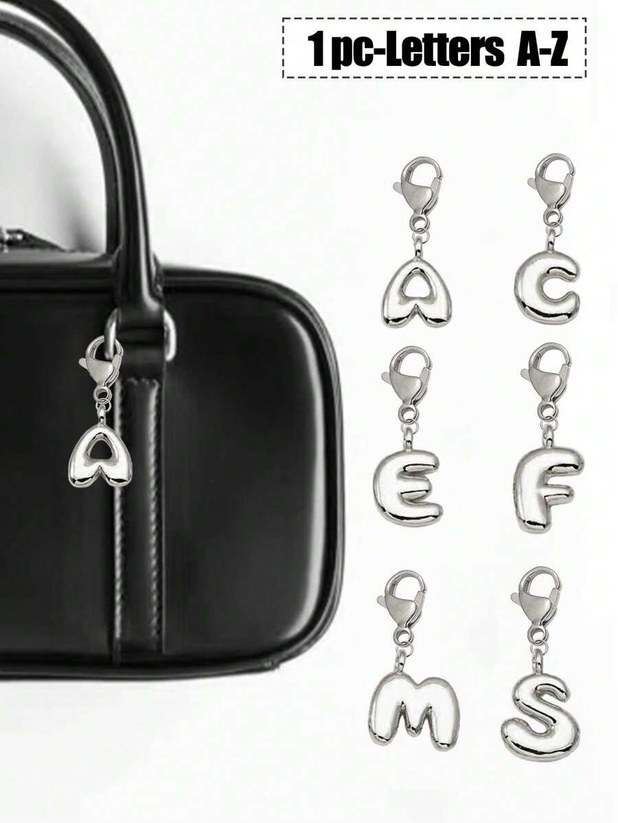 可爱泡泡银色字母吊坠项链挂饰 - 幸运吊坠，嘻哈风格可爱字母A-Z，闪亮合金包包背包挂饰 - 生日及特殊场合的完美礼物，钥匙扣包包背包汽车挂饰，送给女性和女孩的礼物，钱包和手提包配件，情人节礼物，教师节礼物，母亲节礼物 - 銀色 - 查看 1