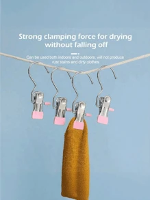 10pcs Of Stainless Steel Clothes Clip, Laundry Clothes Nail With Hook, Portable Hanging Clothes Clip, Wardrobe Organizer, Hanger Halloween Decorations Halloween Costumes Autumn Decor Festival Decor