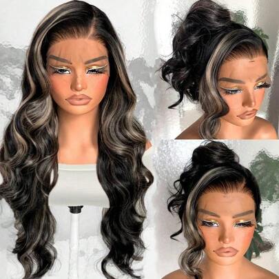 13x4 Synthetic Lace Front Wig, Wavy Curly Lace Front Wig, Pre-Plucked, No Glue Needed, 26 Inches, Instant Wear Wig For Women, Suitable For Beginners