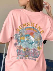 Teen Girl California Print Graphic Tees For Girl Short Sleeve T Shirts,Teen Girl's Summer Tops Crewneck Shirt Blouse