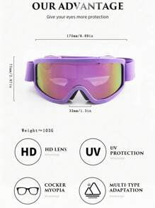New Oversized Frame Yellow Lens Ski Goggles, One-Piece Night Vision Windproof For Single/Double Board Outdoor Sports Cycling High Definition Mountaineering Panoramic Protective Eyewear