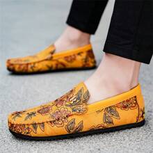 Men's New Casual Shoes, Lightweight Soft Sole Driving Shoes, Business Flat Shoes, Outdoor Sports Loafers, Slip On Office Slouchy Shoes, Large Size 38-46 - Yellow - View 2