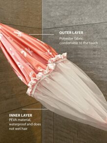 1pc Double-Layer Waterproof Shower Cap With Bow Design, Suitable For Bathroom And Kitchen Use - Multicolor - View 5