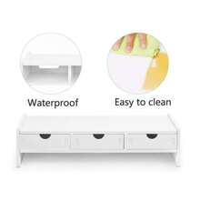 1PC White Ergonomic Office Desk Organizer, Monitor Stand With 3 Drawers, Office And Study Supplies, Desktop Accessories, Desktop Set - A - View 5