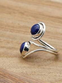 Lapis Lazuli 925 Sterling Silver Gemstone Adjustable Ring - Lapis Lazuli - View 4