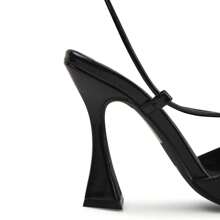 So Me Cars Leopard Print Lace Up  Square Toe Heels Ankle Strap Chic Style Party Spring Summer Dress Shoe - Black - View 4