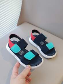 Sandali leggeri e casual per bambini, suola morbida antiscivolo, colore a blocchi, sandali estivi traspiranti per bambine e bambini, versatili e comodi