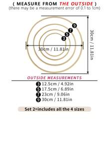 4pcs Beige Dreamcatcher Bamboo Rings, Decorative Hoops For Outdoor Lawn, Wedding, Wall, Bedroom Decor, Wind Chimes, Woven Hangings, Christmas, Halloween And DIY Embroidery Hoop