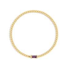 TUANZISP 1pc Women Birthstone Beaded Adjustable Bracelet, Luxury Gold Tone Stainless Steel Elastic Charm Bracelet, Elegant Birthday Gift For Her