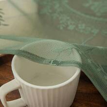 2 Stücke Set blumenbestickter transparenter Vorhänge - Gardinenaufhängung mit Schlaufenband, perfekt für Wohnzimmer, Schlafzimmer, Esszimmer und Balkon Dekoration, maschinenwaschbar aus Polyester - Grün - Übersicht 9