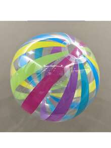 قطعة واحدة كرة نفخية شفافة مخطّطة، كرة رياضية نفخية ملونة ذات بقع ومخطّطات من مادة البي في سي، أدوات إكسسوارات حفلة منزلية، ديكور حفلة حمام السباحة، هدية تذكارية - متعدد الألوان - مشاهدة 8