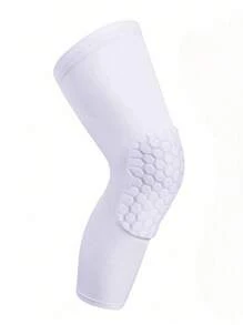 1pc Adult/Teenager Compressive, Sweat-Absorbent, Breathable Fabric Silicon Anti-Slip Extended Protective Knee Pad With Hexagonal Honeycomb Anti-Collision Design, Suitable For Outdoor Activities Such As Basketball, Football, Volleyball, Hiking, Running, Etc. Gym Accessories Knee Support Sports Knee Pads Gym Knee Pads - White - View 10
