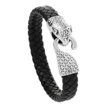 1pc European & American New Punk Style Snake Head Hippie Leather Bracelet Bangle For Men