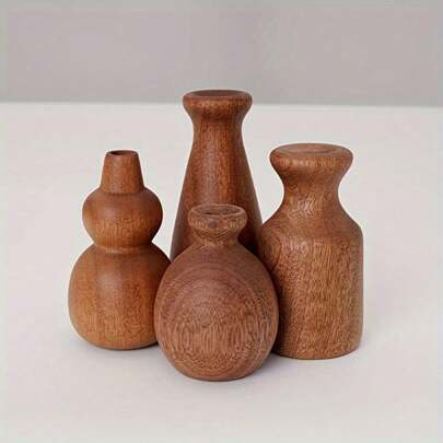 1 件，乡村复古木制花瓶，手工制作的木制花瓶，木制花盆，装饰艺术家居装饰，北欧风格客厅桌面花瓶，乔迁和家居装饰爱好者的完美礼物