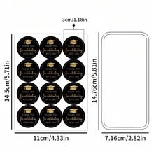120pcs/10sheets Round Black & Golden Graduation Stickers - "Thank You For Celebrating With Me" Labels For Gift Wrapping, Envelope Seal & Party Favor Decor, Grad Party Gift Decoration - Multicolor - View 3