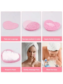 10/20/30/50 件心形压缩面部海绵，适用于美容师 - 100% 天然纤维专业水疗海绵，用于面部清洁、按摩、去角质、面膜、卸妆 - 彩色 - 查看 5