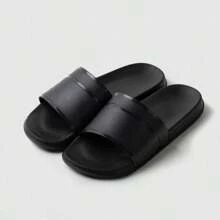 Men's Simple Slip-On Slippers, Summer Indoor Home Quiet Slippers, Non-Slip Bathroom Men's Home Casual Solid Color Sandals (Suggest Ordering One Size Up) - Black - View 12