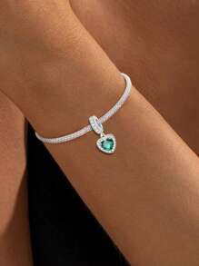 1Pc Bạc Sterling 925 Thời Trang Hạt Charm Tình Yêu Màu Xanh Lá Cây Phù Hợp Cho Vòng Tay Nữ Tự Làm Trang Sức Và Trang Phục Hàng Ngày Phù Hợp Trang Sức Trang Trí Cho Các Cô Gái Ngày Lễ Tình Nhân - yêu - Xem 3