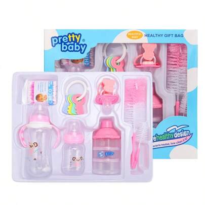 Set 8 Piezas Isopos Llaves De Juguete Chupete Cepillo Para Lavar Botellas Y Mamilas Biberón De 280 - 150 Ml Dispensador De Leche 3 Compartimentos Regalo Para Bebé Una Solución Integral Para La Alimentación Y Limpieza Productos Escenciales Para El Cuidado Y La Salud