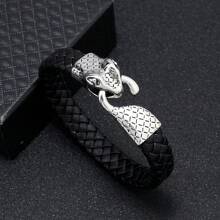 1pc European & American New Punk Style Snake Head Hippie Leather Bracelet Bangle For Men