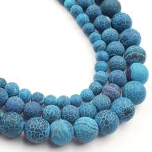 One Strand Of Dark Blue Frosted Oxidized Volcanic Stone Beads For Diy Bracelet & Necklace Making, 6/8/10mm, Length 38cm - Dark Green - View 4