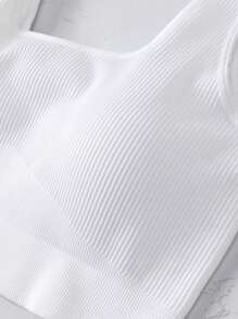 Women Plus Size Seamless Knit Comfortable Easy-To-Wear Sports Bras - White - View 5