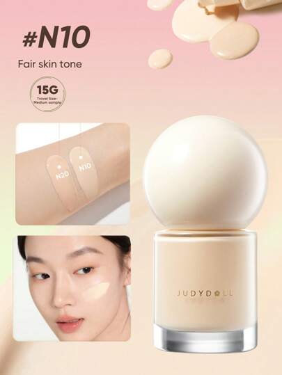 JUDYDOLL 4 色号 30g/15g 控油粉底液，持久妆效，遮瑕力强，包含试用装和正装，方便旅行携带，婚礼必备，适合婚礼宾客、单身派对、打造自然妆容、甜美妆容、高遮瑕度妆容、约会妆容。