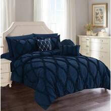 Elegant Comfort 10-Piece Infinity Design Comforter Set - Includes 4-Piece Sheet Set With Double Sided Storage Pockets