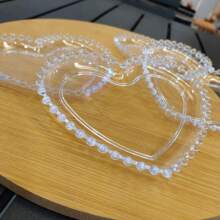 KIT COM 06 PIRES CORAÇÃO MODELO PEARL EM ACRÍLICO TRANSPARENTE
